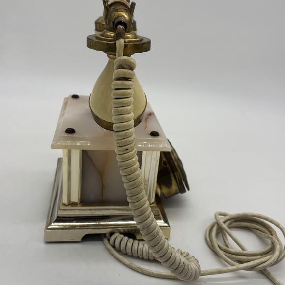 Vtg Italy Rotary Dial Telephone 18K Gold Plated Marble Vimodrone Square Phone - Picture 9 of 12